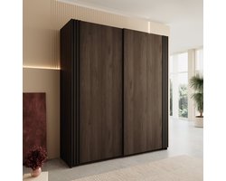 Meubella - Nokta - Kledingkast - Donker eikenpatroon - 180x61x210 cm