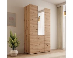Meubella - Nouran - Kledingkast 3-deurs - Eikenpatroon - 117x52x208 cm