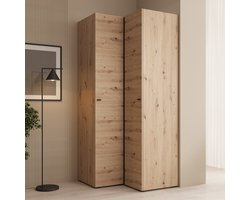 Meubella - Nouran - Kledingkast hoek - Eikenpatroon - 95x90x208 cm
