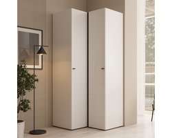Meubella - Nouran - Kledingkast hoek - Wit - 95x90x208 cm