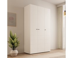 Meubella - Nouran - Kledingkast met 3 deuren - Wit - 117x52x208 cm