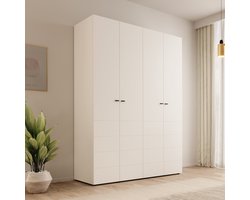 Meubella - Nouran - Kledingkast met 4 deuren - Wit - 155x52x208 cm