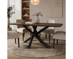 Meubella - Odin - Eetkamertafel - Walnootpatroon - 185x90x76 cm