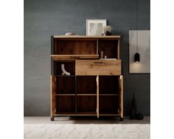 Meubella - Opbergkast Acapulco - Eiken - Zwart - 120 cm