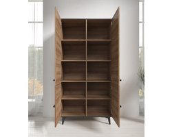 Meubella - Opbergkast Frey - Licht eiken - Zwart - 91 cm