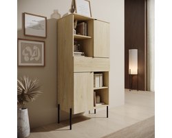 Meubella - Oriya - Boekenkast - Eikenpatroon - 70x40x150 cm