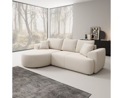 Meubella - Palladio - Hoekbank 3-zits - Stof beige - Links