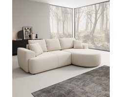 Meubella - Palladio - Hoekbank 3-zits - Stof beige - Rechts