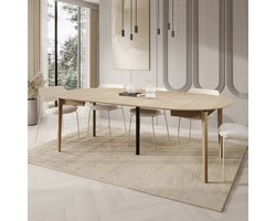 Meubella - Portino - Eetkamertafel - Licht eiken - 120-240x77x120 cm