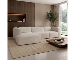 Meubella - Pruveldo L - Hoekbank 4-zits - Ribstof beige - Links