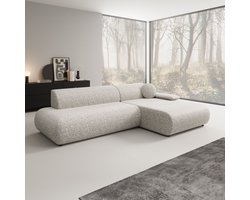 Meubella - Pucet - Hoekbank 3-zits met chaise longue - Stof grijs - Rechts