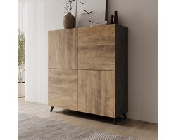 Meubella - Pulse - Dressoir - Eikenpatroon/Grijs - 120x40x130 cm