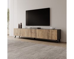 Meubella - Pulse - TV-Meubel - Eikenpatroon/Grijs - 190x33x40 cm