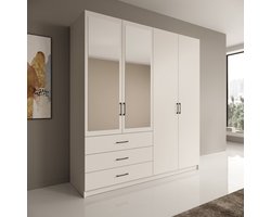 Meubella - Puro - Kledingkast met 4 deuren - Beige - 196x60x215 cm