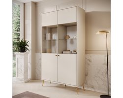 Meubella - Reunion - Vitrinekast - Beige - 106x41x191 cm