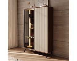 Meubella - Riverhead - Vitrinekast - Beige/Eiken - 103x39x162 cm