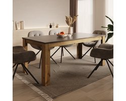 Meubella - Rogan - Eetkamertafel - Zwart - 180x90x75 cm