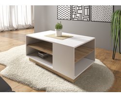 Meubella - Salontafel Ashley - Wit - Eiken - 100 cm