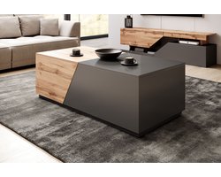 Meubella - Salontafel Canberra - Eiken - Antraciet - 124 cm