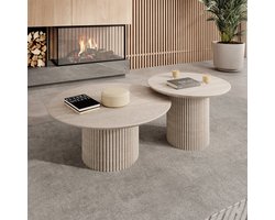 Meubella - Salontafel Mixx - Travertin - Set van 2