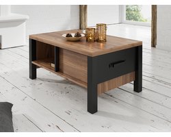 Meubella - Salontafel Olivia - Zwart - Eiken - 90 cm