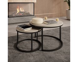 Meubella - Salontafel Ovalo - Beige - set van 2