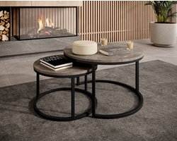 Meubella - Salontafel Rica - Zwart marmerlook - Set van 2