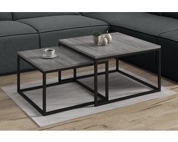 Meubella - Salontafel Styler - Grijs - Eiken - 70 cm - set van 2