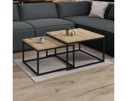 Meubella - Salontafel Styler - Licht eiken - 70 cm - set van 2