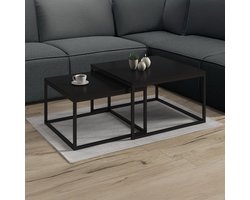 Meubella - Salontafel Styler - Mat Zwart - 70 cm - set van 2