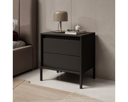 Meubella - Saran - Nachtkastje - Zwart - 54 cm