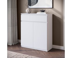 Meubella - Schoenenkast Santiago - Wit - 92 cm - Met lade