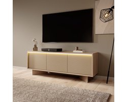 Meubella - Selvio - TV-Meubel - Cappuccino / Eiken - 154x40x54 cm