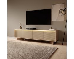 Meubella - Selvio - TV-Meubel - Cappuccino / Eiken - 204x40x54 cm