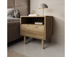 Meubella - Selwood - Nachtkastje - Eikenpatroon - 55x43x58 cm