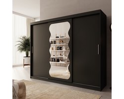 Meubella - Sentoji - Kledingkast - Zwart - 250x62x200 cm