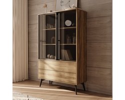 Meubella - Spa - Vitrinekast - Eiken - 100x39x165 cm