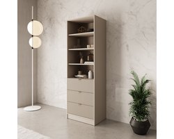 Meubella - Tavares - Boekenkast - Beige - 60x40x180 cm