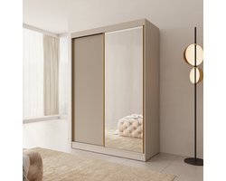 Meubella Tavares - Kleerkast 2 schuifdeuren - Beige - 151x60x216 cm