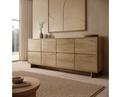 Meubella - Toka - Dressoir - Eikenpatroon - 221x42x88 cm