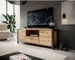Meubella - TV-Meubel Acapulco - Eiken - Zwart - 180 cm