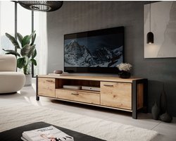 Meubella - TV-Meubel Acapulco - Eiken - Zwart - 210 cm