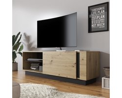 Meubella - TV-Meubel Ashley - Eiken - Grijs - 138 cm