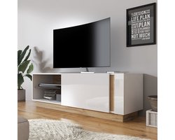 Meubella - TV-Meubel Ashley - Wit - Eiken - 138 cm