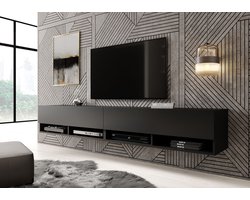 Meubella - TV-Meubel Asino - Mat Zwart - 200 cm