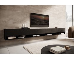 Meubella - TV-Meubel Asino - Zwart Visgraat - 280 cm