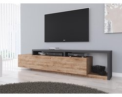 Meubella - TV-Meubel Bello - Eiken - Antraciet - 219 cm