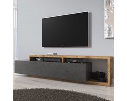 Meubella - TV-Meubel Bello - Grijs - Eiken - 219 cm