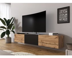 Meubella - TV-Meubel Bonzo - Eiken - Zwart - 180 cm