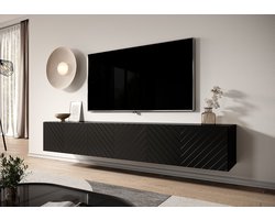 Meubella - TV-Meubel Bonzo - Zwart - Visgraat - 180 cm